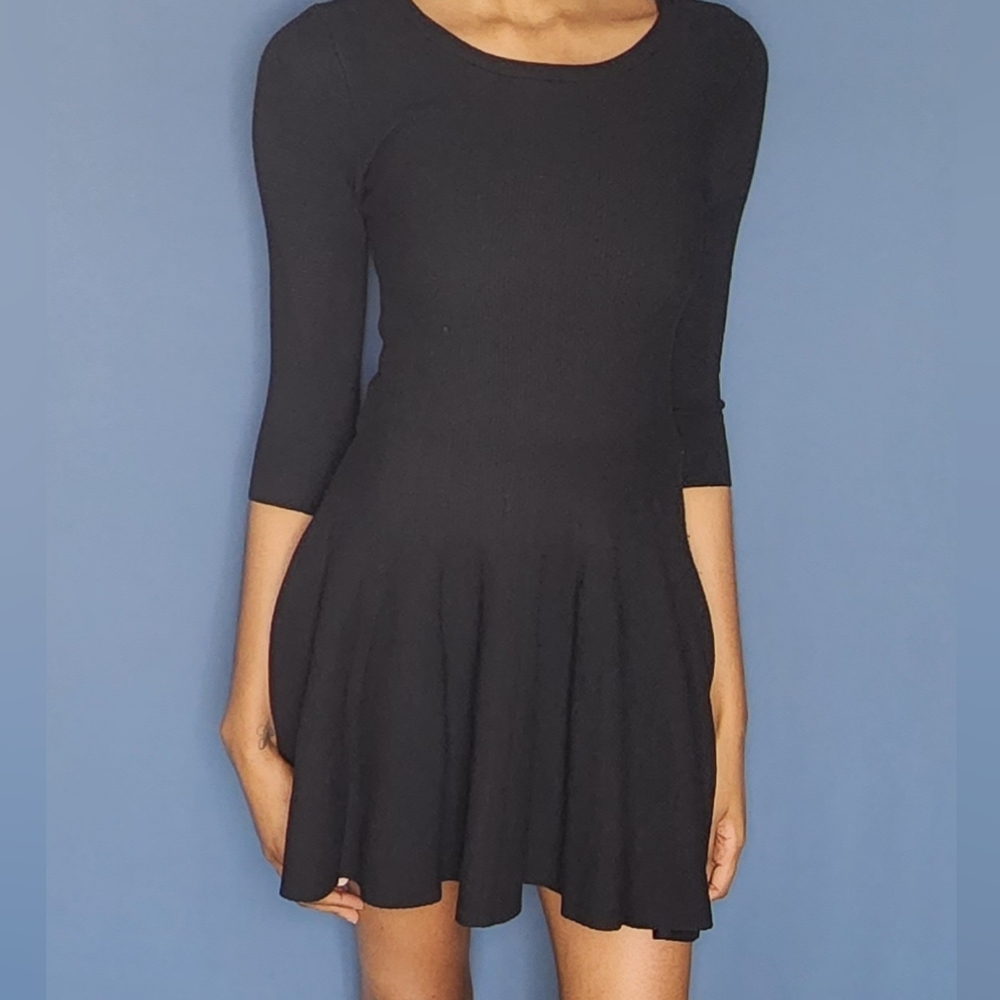 Black knit skater dress